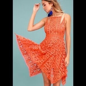Free People NWT Dress 6 Women Orange Lace New